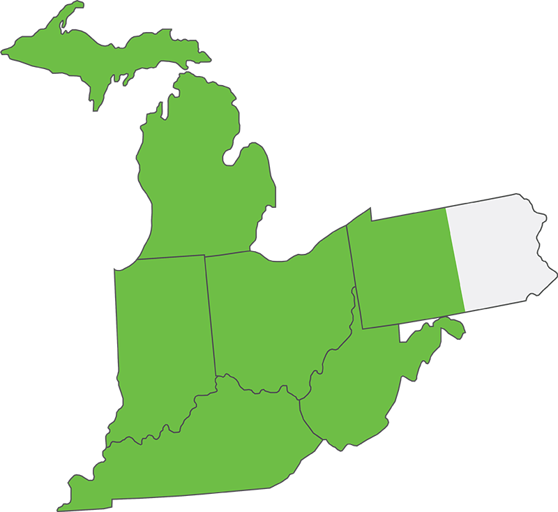 Representing Indiana, Kentucky, Michigan, Ohio, W. Pennsylvania & West Virginia